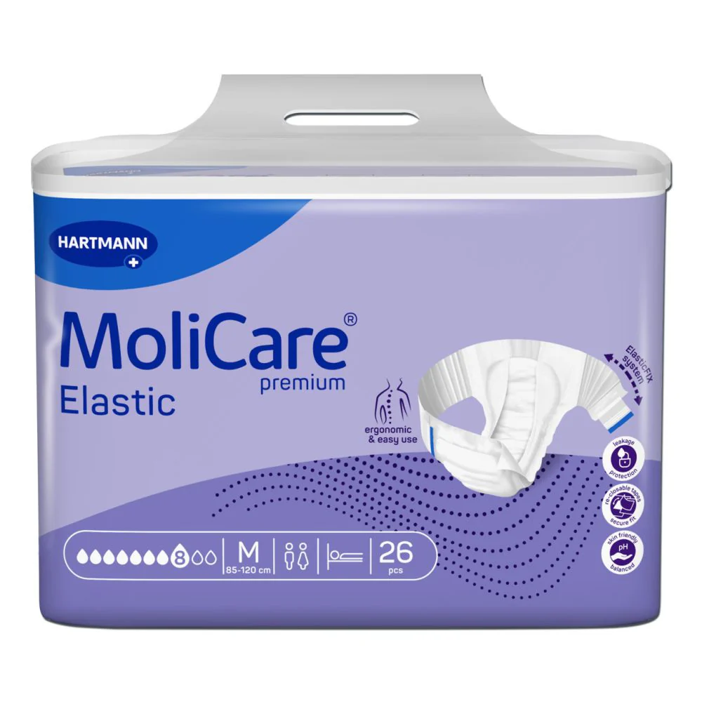 Packshot-frontal-MoliCare-Premium-Elastic-8-drops-Size-M-26-pieces.jpg Molicare Premium Elastic 8 Drop Medium - Image 1