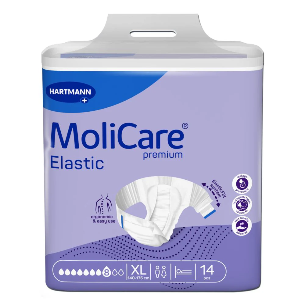 Packshot-frontal-MoliCare-Premium-Elastic-8-drops-Size-XL-14-pieces.jpg Molicare Premium Elastic 8 Drop XLarge - Image 1