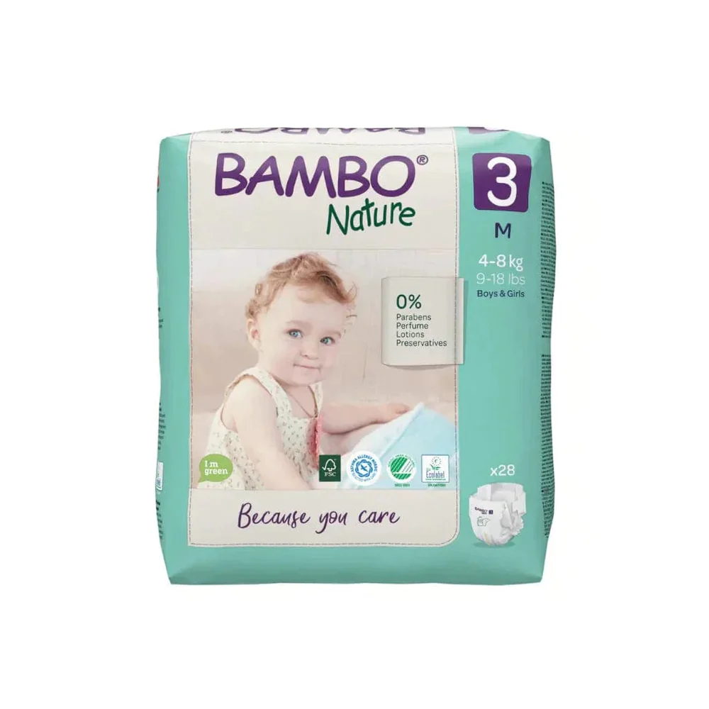bambo-nature-bambo-nature-nappy-medium-4-8kg-pack-of-33-abe1000019253--pk-34312579154003 Bambo Nature Nappies Size 3 Medium (4-8kg) - Image 1