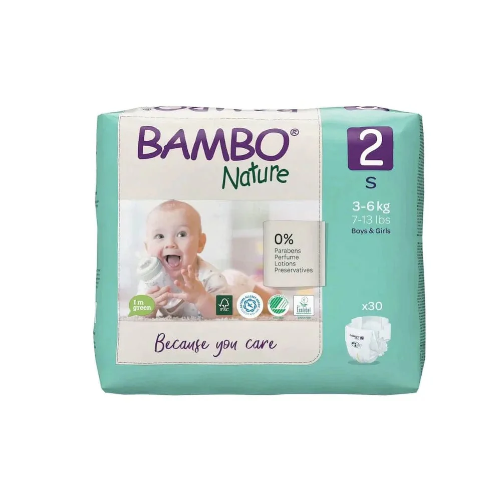 bambo-nature-bambo-nature-nappy-small-3-6kg-pack-of-30-abe1000019252--pk-34312578367571 Bambo Nature Nappies Size 2 Small (3-6kg) - Image 1