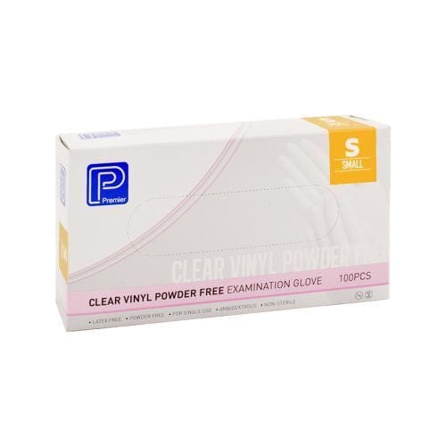 premier-clear-vinyl-examination-gloves-powder-free-small-box-of-100-aim0106--bx-31689386655827 Premier Glove Exam Vinyl Powder free - Image 1
