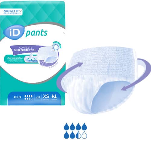 Classic-Pant-PLUS-500x500-XS.jpg Ontex iD Pants Plus XS (50-70cm) 1300ml - Image 1