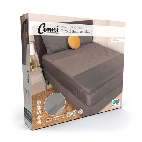 GALCFBP092188001CH_L_1.jpg CONNI FITTED BED SHEET PAD SINGLE CHARCOAL - Image 1