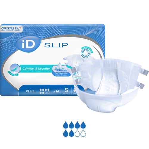 iD-Slip-PLUS-500x500-S.jpg Ontex iD Slip Plus S (50-90cm) 1800ml - Image 1