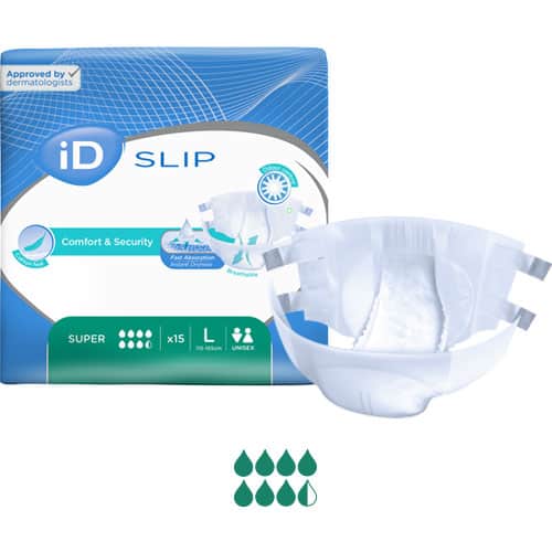 iD-Slip-SUPER-500x500-L.jpg Ontex iD Slip Super L (115-155cm) 3700ml - Image 1