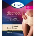 Tena Discreet High Waist Underwear - Creme Large